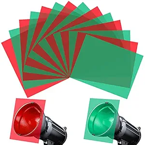 Christmas Gel Filter - 14 Pieces Premium Colored Overlays Correction Gel Light Filter, Transparent Color Film Plastic Sheets in 2 Colors, Red and Green, 11.7 x 8.5 Inches