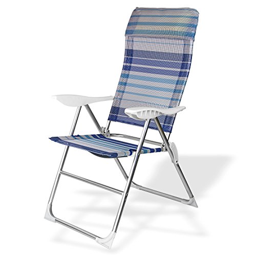 Preisvergleich Produktbild DEMA Alu Gartenstuhl"Baltimore" blau gestreift
