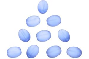 BEADS JAR Transparent Frosted Blue Oval Glass Bead 12x10mm PK10