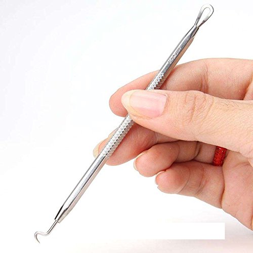 Pinkiou Akne Nadel Kit Blackhead Remover Werkzeug Edelstahl Set Nase Blackhead Skin Extractor mit Silber Metall Fall (5 Stück ein Pack) - 5