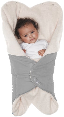 Wallaboo Baby Blanket Nore, Superb Quality blanket, 85cm x 85cm, Stylish & Durable Faux Suede with Warm and Soft Shearling Inner, Grey