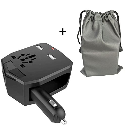 Universal Reisestecker ,KINDEN Reiseadapter(US/EU/UK/AU) Travel Adapter mit 2.5A Dual USB Laden Ladegerät(Schwarz)