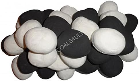 10 BLACK & WHITE Gas fire Ceramic Pebbles Replacements/Bio Fuels/Ceramic IN BRANDED COALS 4 YOU PACKING