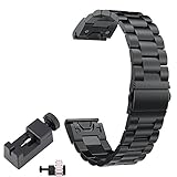 Chofit Fenix 5 Plus Band Metall Quick Release Ersatz Business Style Edelstahl Armband 22 mm für Garmin Fenix 5 Plus Smartwatch, Schwarz