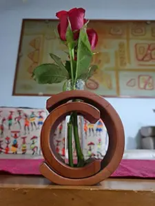 GiftEco Wood Test Tube Curved Planter Hydroponic Plant Holder (Medium, Dark Brown)