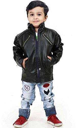 IAC Kids Leather Jacket for Winter Good Looking Black