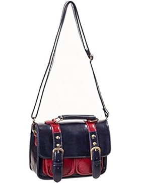 Banned Damen Vintage Satchel Schultertasche mit Schnallen - Leather Leila Kleine Retro Umhängetasche aus Kunstleder...