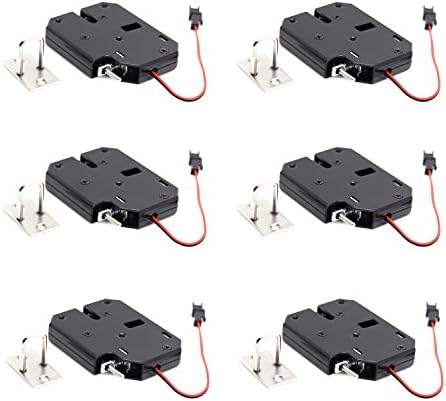 6 pcs/Pack DC 12V 2A Solenoid Lock, Electric Cabinet Door Lock Assembly, Electromagnetic Drawer Lockers, Door Lock Pudsh-push Design, Automatic Open the Door (6)
