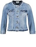 Hochwertige Baumwoll-Mischung Taifun Damen Jeansjacke Mit 3/4 Arm Tailliert Bleach Denim 44