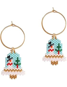 KELITCH Weihnachten Hoop Earrings Handmade Weihnachtsbaum Ohrhänger (Blau D)