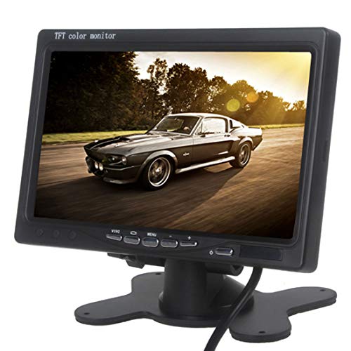 KIPTOP 7 Pulgadas Monitor TFT cámara de Color del Monitor de Color IP67 Incl. Cable de conexión de 6 Metros (12 a 24 V) (Negro) (Negro Nueva Version)