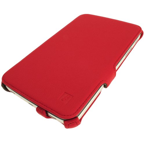 igadgitz Rot PU Ledertasche Hülle Cover für Samsung Galaxy Tab 3 7.0″ SM-T210 mit Multi Winkelbetrachtungs Stand + Integrierte Handschlaufe + Displayschutzfolie - 2