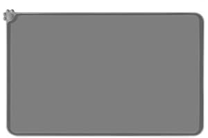 Lessmon Dog Cat Feeding Mat, Silicone Waterproof Pet Food Mat, Gray