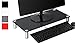 Price comparison product image Black Laptop and Monitor Stand for Desks Screen Riser for Computers, Laptops & TVs Black Glass With Aluminium Legs Designed for Home or Office 55 x 26cm by Connected Essentials