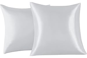 FARFALLAROSSA Lot de 2 Taies Oreiller en Satin 65 x 65 cm, Oreiller Satin Gris, Satinées Housse d'oreiller Doux Prend Soin de Votre Peau et Antichute de Cheveux