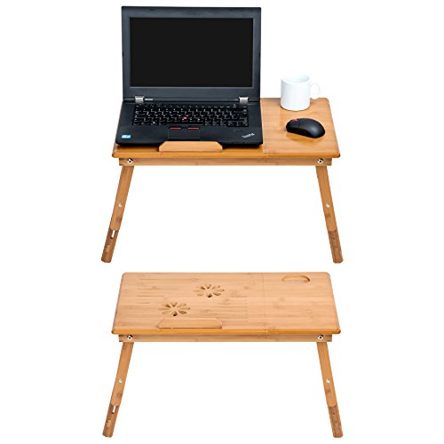 TecTake Laptoptisch mit USB Lüfter Notebooktisch Betttisch faltbar höhenverstellbar aus Bambus 55x35cm - 7