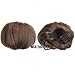 FESHFEN Bridal Hair Bun Updo Scrunchy Scrunchie Hairpiece Wig Hair Ribbon Ponytail Extensions Clips Straight Drawstring Hair Chignons Topknot Knot-M2/30 Darkest Brown & Light Auburn Mixed