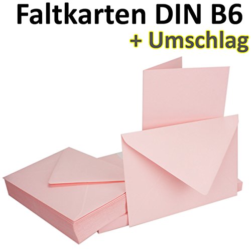 25 Sets - Faltkarten ROSA - DIN B6 + Umschläge - PREMIUM QUALITÄT - sehr formstabil - Qualitätsmarke: NEUSER FarbenFroh