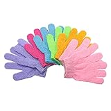 Exfoliating Gloves, Waycreat Bath Gloves for Body Scrub Exfoliator Assorted Color 4 Pairs