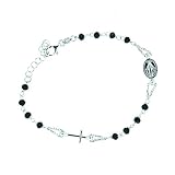 Pulsera rosario de plata 925% y cuentas negras