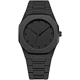 Oculus Men's Aura Charcoal Minimalist Octagonal Dial Wrist Watch, All Aura Charcoal polycarbon (Plastic) Band, Analog Display 3 ATM Waterproof Watch for Boys (Black Aura): 