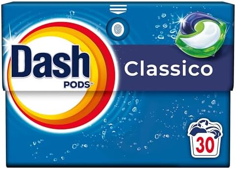 Dash Pods Detersivo In Capsule, 30 Lavaggi, Classico, Rimuove Le Macchie, Igienizza, Brillantezza Per I Capi