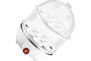 lmoikesz 7-Eggs Boiler Multifunction Electric Egg Cooker Portable Automatic Mini Steamer Auto-Off Cooking Tools Kitchen Utensil for (White, Double Layer)
