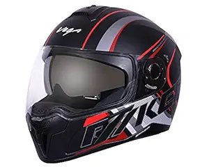 Vega Ryker D/V Track Full Face Helmet (Dull Black and Red, Medium)