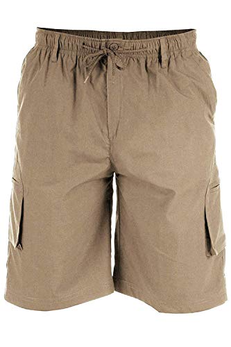 Duke London DUKE D555 tailles Supérieures Grand CARGO COMBAT SHORT longueur genou taille élastique jambe poches - Sable, 6XL