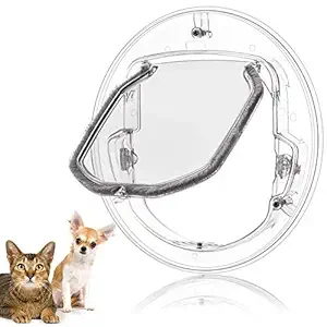 YHG Cat Flap Door, 4 Way Locking Cat Door Small Pet Door with Doors Brush and Magnet Control for Cats, Small Dogs, Puppy, Suitable for Sliding Glass Door, Glass Window, Screen Window