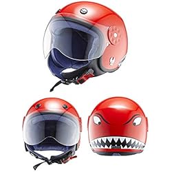 Initial Casque de Moto pour Enfants Demi - avec Pare-Soleil, matériau Composite en Fibre de Carbone Kevlar Certification Dot Anti-Collision Efficace,Red,S