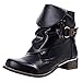 Produktbild NMERWT Damen Stiefeletten Ankle Boots Frauen Leder Schnalle Stiefeletten Ferse Stiefel Large Size Side Zipper Freizeitschuhe