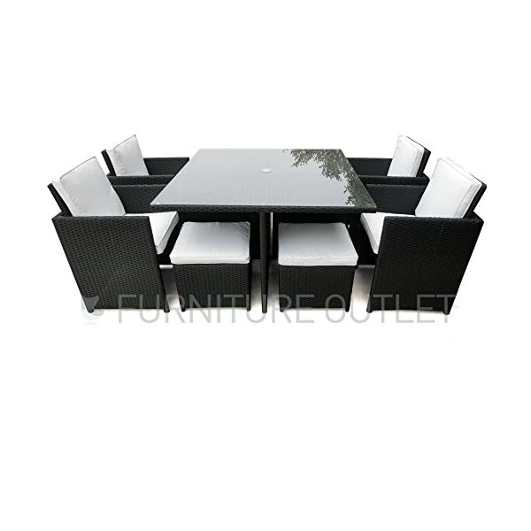 Harts Premium Rattan Dining Set, Cube 8 Seats Garden Patio Conservatory Furniture with parasol hole inc Rain Cover - Image 6