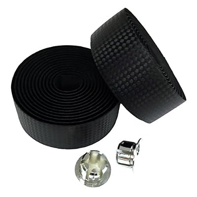 kingou en fibre de carbone en cuir PU pour vélo de route Guidoline Bar Bandes – 2 pièces par lot noir Noir