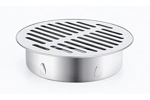 ZYWUOY Round Stainless Steel Floor Drain, Metal Steel Gully Grid Shower Anti-clogging Plughole Filter Home Tools Removable Floor Drain Filter Anti-blocking Floor Drain for Outdoor Balcony Yard(Ø160mm)
