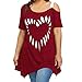 Produktbild Damen Lose Schulterfrei T-Shirt Sommer Kurzarm Oberteile Große Größe Basic Herz Druck Tops Blusenshirt Herbst Hemdbluse von Bluelucon