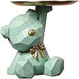 ANKICK Storage Tray Statue Key Holder Figurine, Candy Jewelry Earrings Lipsticks Tray, Cute Bear Statues with Dish, Bear Sculptures Key Bowl Dish Decorative Trays For Home & Office Decor