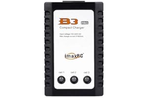 YUNIQUE GREEN-CLEAN-POWER - Chargeur LiPo B3 10W | Équilibrage pour Batterie Lithium 2S-3S 7.4V 11.1V | Compact, Haute Précision, 3 LED Indicatrices, Noir, Plastique