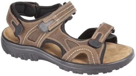 New Mens Nubuck Leather Velcro Strap Sports Walking Open Toe Sandals Martin-Brown EU42