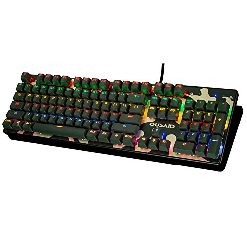 Preisvergleich Produktbild Camouflage Spiel mechanische Tastatur, Unterstützung wasserdicht, 12 Arten von Lichteffekten, 104 Tasten Anti-Geist, lk optische Achse Tastatur