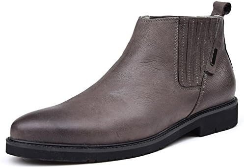 XFJ Men's Chamois boots leather formal Leisure Boots Dress Chukka desert military jobs leather Chelsea Dealer Corner support boots , rubber colors , 42