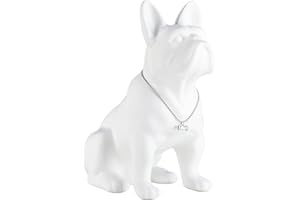 SHENGTIAN Statua Bulldog Francese - Scultura Moderna in Resina Con Collana Argentata, Statuetta Decorativa Per Soggiorno, Ufficio, Camera Da Letto E Corridoio