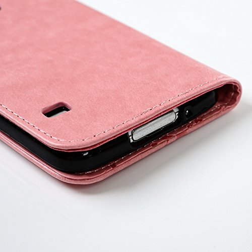 S5 Wallet Case Flip Hülle Samsung Galaxy S5 9600 Lederhülle YOKIRIN Feder Muster PU Leder Hardcase Tasche Brieftasche Schutzhülle Handytasche Flipcase Standup Book Cover Hardschale Etui mit Kartenfach und Taljereep Rose - 6