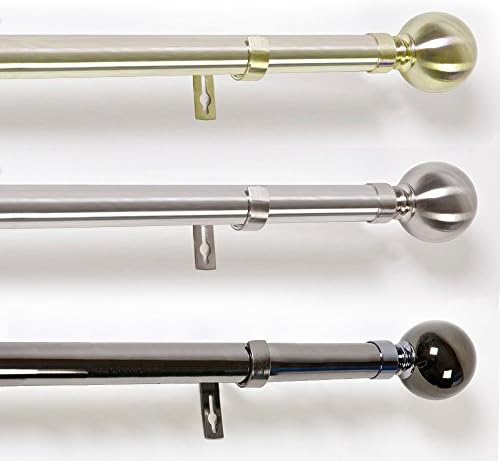 Metal Eyelet Curtain Pole - Ball End - 19 &amp; 25mm Diameter Poles Available (120cm/19mm, Antique Brass)