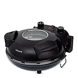 IKOHS VULCANO Pizza Maker - Four électrique pizzas, base de pierre spéciale pour cuisiner pizza, 31 cm de diamètre, 1200 W, température jusqu'à 350°, niveaux de puissance, 5 arrêt automatique, noir