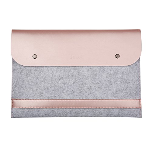 Eleoption MacBook in feltro e custodia in pelle Laptop Case Doppio Strato Borsa Anche per Mouse mouspad iPad Mini Air iPhone Rose gold Macbook 12"