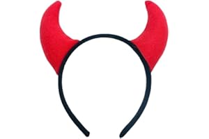 QIZHIQIAMY Serre Tete Corne Diable Halloween Serre Tête Corne de Diable en Tissu Halloween Déguisement Effrayant Accessoire pour Enfant Adulte Déguisements de Fête, Cosplay