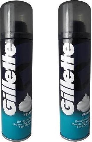 2x Gillette Sensitive Skin Shaving Foam 200ml