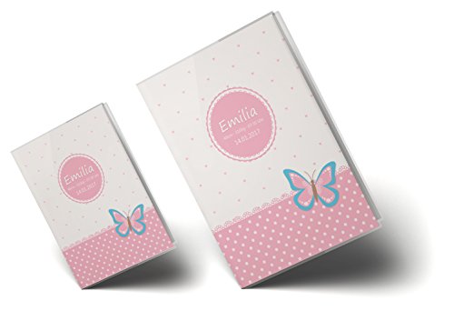 U-Heft Hülle SET rosa Herzchen Schmetterling Elefant Cupcakes Untersuchungsheft Hülle & Impfpasshülle personalisierbar mit Namen und Geburtsdatum - 5