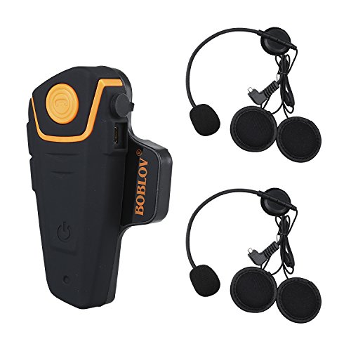 Bobov BT-S2 1000M BT casco de la motocicleta Auricular Bluetooth Intercom Moto Headset Intercom Interphone FM (Pack 1 with 1 set Earphone)